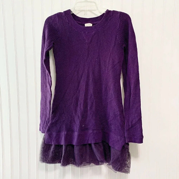 LOGO Cotton Cashmere Waffle Sweater With Tulle Hem - Picture 2 of 5